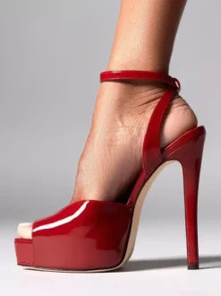 Women's Peep Toe High Heel Sandals Platform Ankle Strap Sexy Sandal Shoes