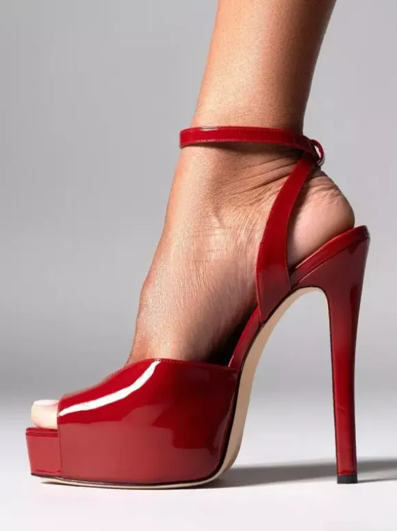 Women's Peep Toe High Heel Sandals Platform Ankle Strap Sexy Sandal Shoes