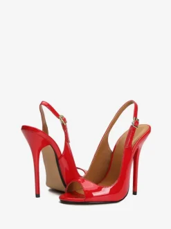 Women's Peep Toe Slingback Heel Pumps in Black