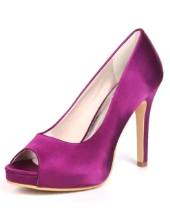 Women's Peep Toe Stiletto Heel Wedding Pumps with Platform