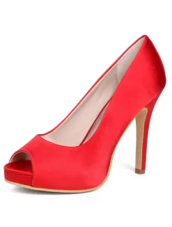 Women's Peep Toe Stiletto Heel Wedding Pumps with Platform