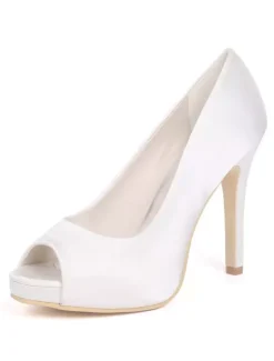 Women's Peep Toe Stiletto Heel Wedding Pumps with Platform