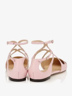 Women's Pink Ballet Flats Pointed Toe Strappy Ankle Strap Flat Pumps