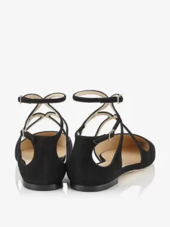 Women's Pink Ballet Flats Pointed Toe Strappy Ankle Strap Flat Pumps