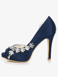 Women's Platform Dorsay Bridal Pumps with Rhinestones