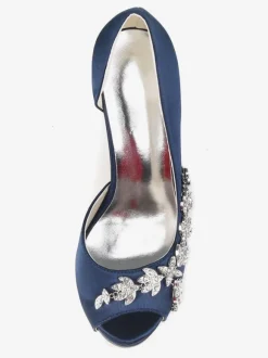 Women's Platform Dorsay Bridal Pumps with Rhinestones