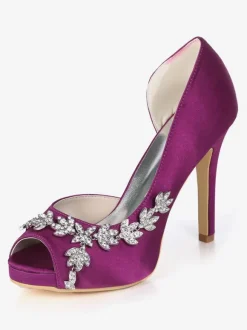 Women's Platform Dorsay Bridal Pumps with Rhinestones