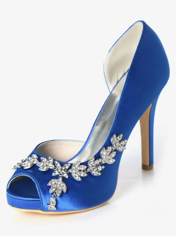 Women's Platform Dorsay Bridal Pumps with Rhinestones