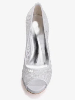 Women's Platform Lace Bridal Heels Peep Toe
