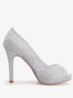 Women's Platform Lace Bridal Heels Peep Toe