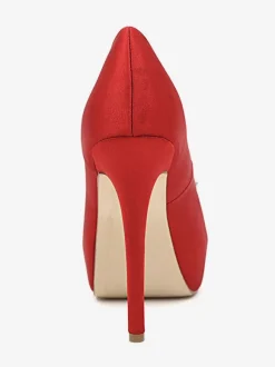 Women's Platform Wedding Shoes Peep Toe Stiletto Heel Pumps in Satin