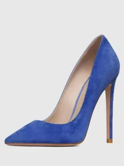 Women's Pointy Toe Stiletto Prom Heel Pumps Faux Suede Leather