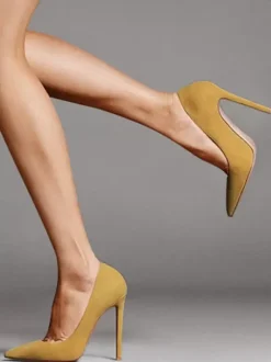 Women's Pointy Toe Stiletto Prom Heel Pumps Faux Suede Leather