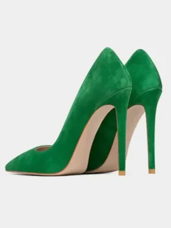 Women's Pointy Toe Stiletto Prom Heel Pumps Faux Suede Leather