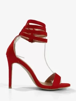 Women's Red Ankle Strap High Prom Heel Sandals