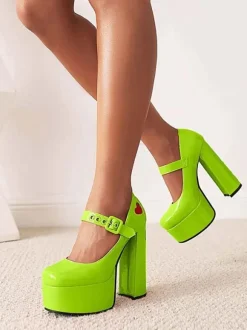 Women's Red Heart Platform Mary Jane Heels