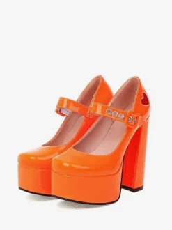 Women's Red Heart Platform Mary Jane Heels