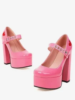 Women's Red Heart Platform Mary Jane Heels
