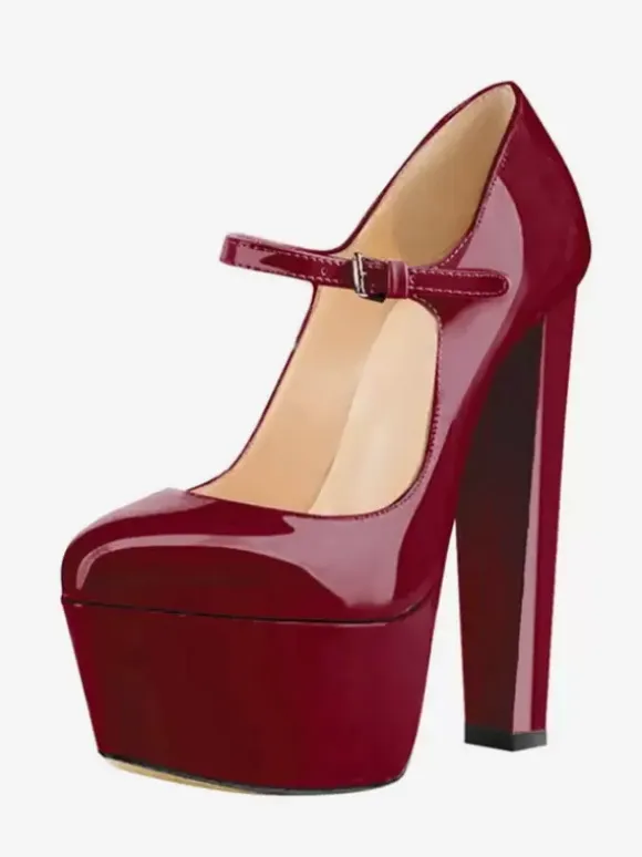 Women's Red High Heel Pumps Sexy Platform Sky High Mary Jane Shoes