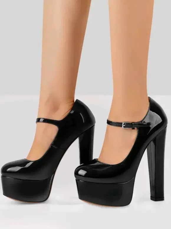 Women's Red High Heel Pumps Sexy Platform Sky High Mary Jane Shoes