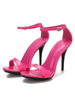 Womens Red Sexy Heels Ankle Strap Stiletto Prom Heel Sandals