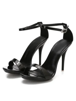 Womens Red Sexy Heels Ankle Strap Stiletto Prom Heel Sandals