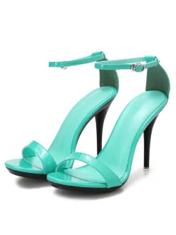Womens Red Sexy Heels Ankle Strap Stiletto Prom Heel Sandals