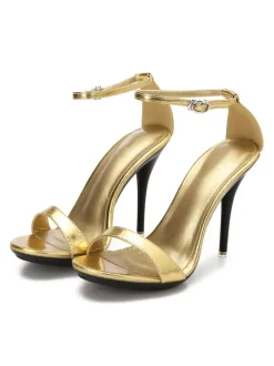 Womens Red Sexy Heels Ankle Strap Stiletto Prom Heel Sandals