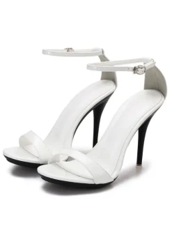 Womens Red Sexy Heels Ankle Strap Stiletto Prom Heel Sandals