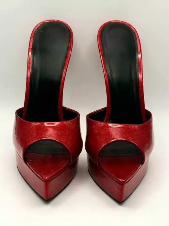 Women's Red Sexy Sandals High Heel Peep Toe Platform Sandal Slippers
