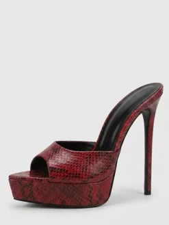 Women's Red Sexy Sandals High Heel Peep Toe Platform Sandal Slippers