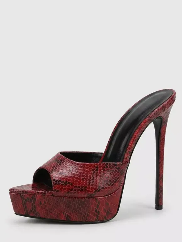 Women's Red Sexy Sandals High Heel Peep Toe Platform Sandal Slippers