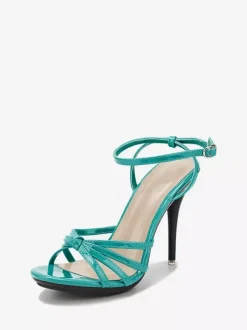 Women's Red Strappy Stiletto Prom Heel Sandals