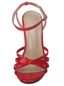 Women's Red Strappy Stiletto Prom Heel Sandals