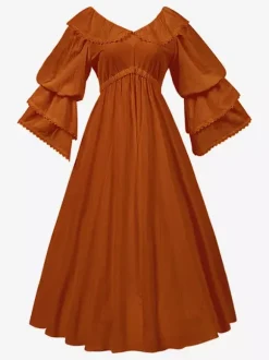 Womens Retro Medieval Costumes Ruffles Polyester Marie Antoinette Costume Set