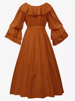 Womens Retro Medieval Costumes Ruffles Polyester Marie Antoinette Costume Set