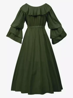 Womens Retro Medieval Costumes Ruffles Polyester Marie Antoinette Costume Set