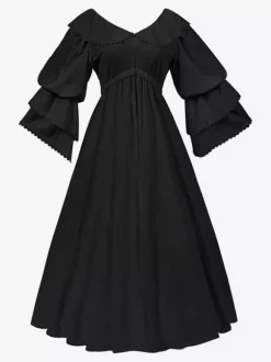 Womens Retro Medieval Costumes Ruffles Polyester Marie Antoinette Costume Set
