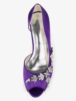 Women's Rhinestone Dorsay Bridal Pumps Kitten Heel