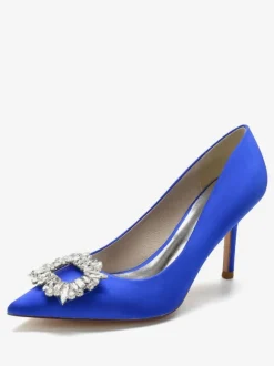Women's Rhinestone Heeled Bridal Pumps in Satin