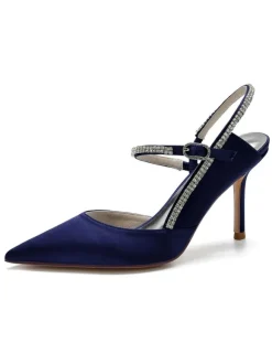 Women's Rhinestone Slingback Pumps Heeled Bridal Shoes