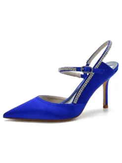Women's Rhinestone Slingback Pumps Heeled Bridal Shoes