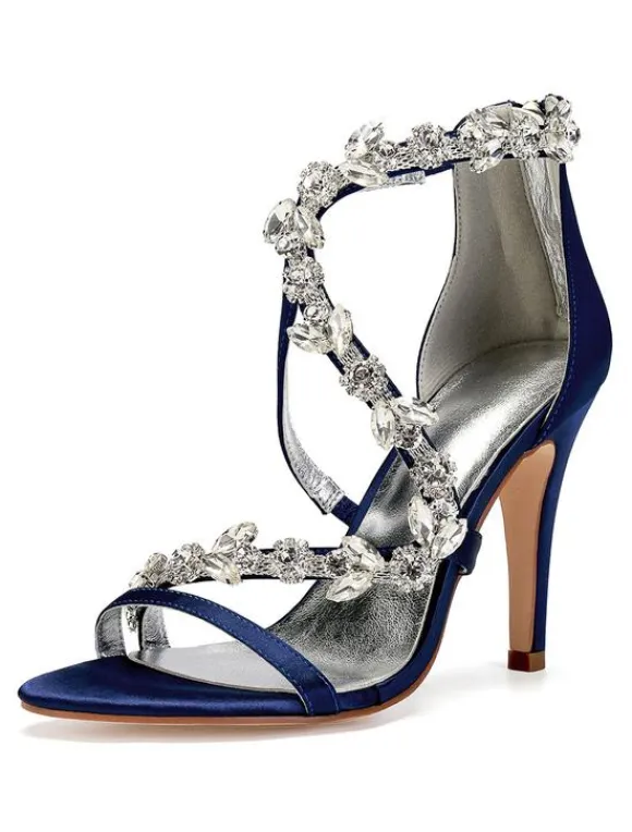 Women's Rhinestone Straps Stiletto Heel Bridal Sandals