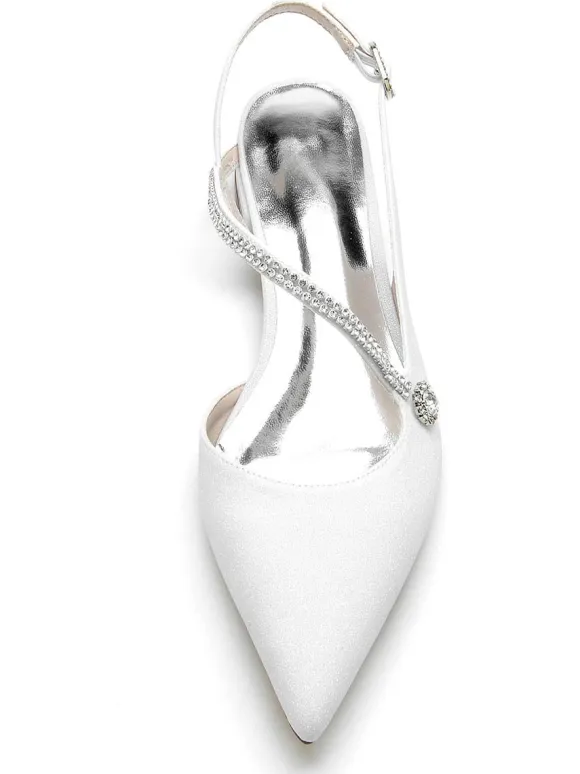 Women's Rhinestones Strap Slingback Bridal Flats