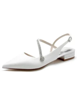 Women's Rhinestones Strap Slingback Bridal Flats