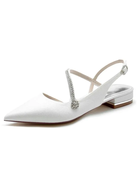Women's Rhinestones Strap Slingback Bridal Flats