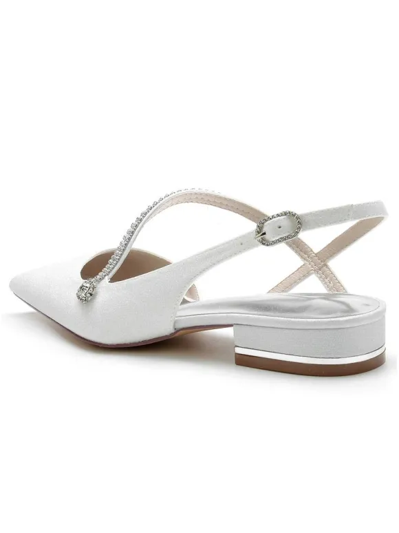 Women's Rhinestones Strap Slingback Bridal Flats