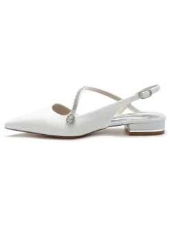 Women's Rhinestones Strap Slingback Bridal Flats