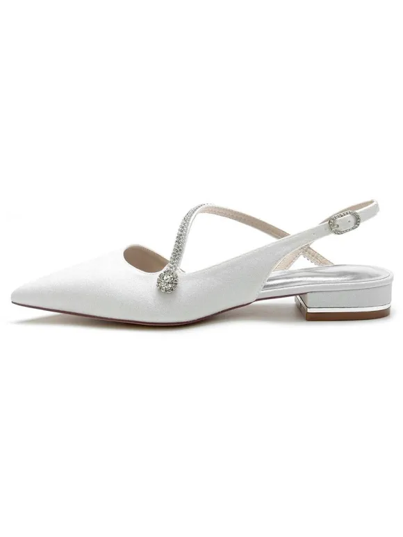 Women's Rhinestones Strap Slingback Bridal Flats