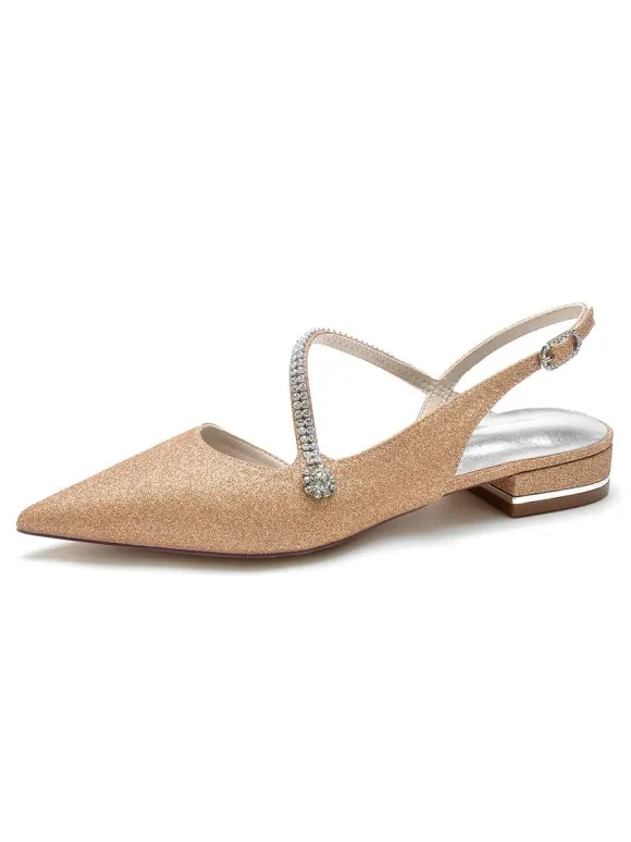 Women's Rhinestones Strap Slingback Bridal Flats